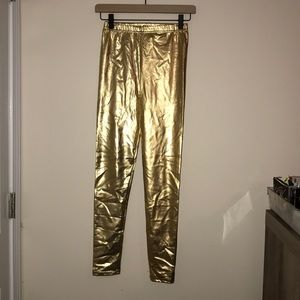 Gold stretchy pants!